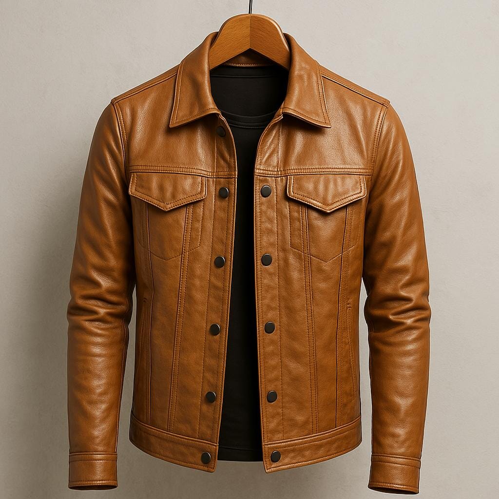 B&G Leather Jacket Belleza & Glamour Brown XS 