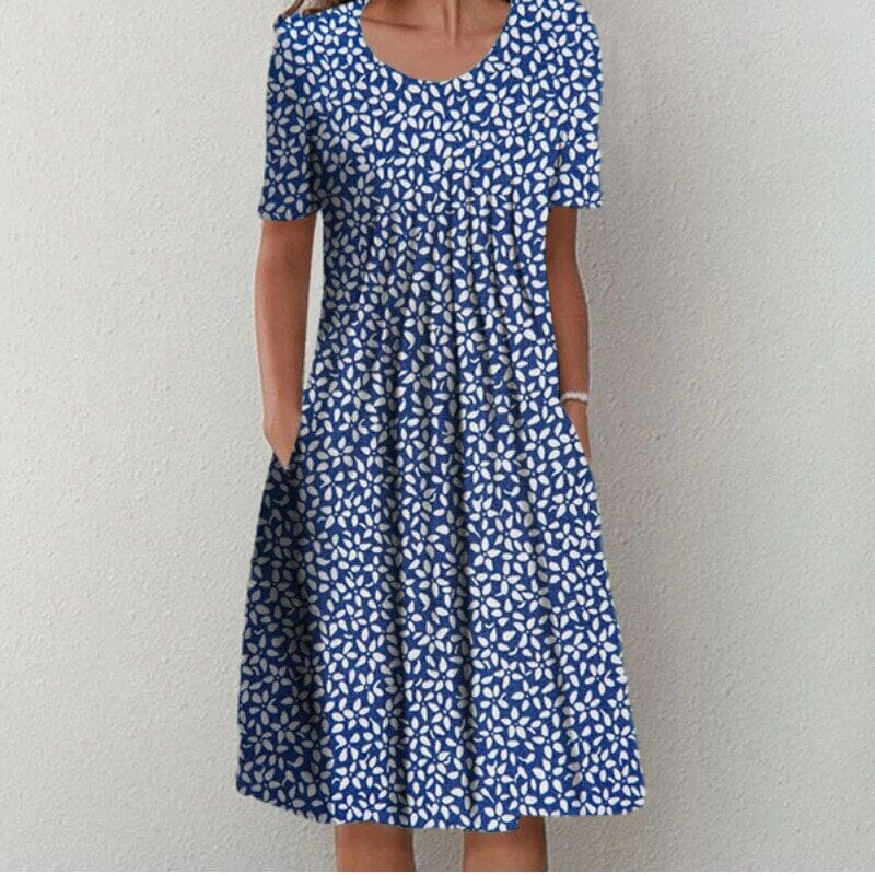 Charlotte-Elegant Dress Dress Belleza & Glamour Blue and flowers S 