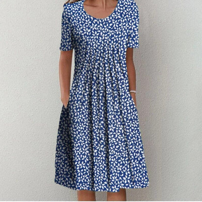 Charlotte-Elegant Dress Dress Belleza & Glamour Blue and flowers S 