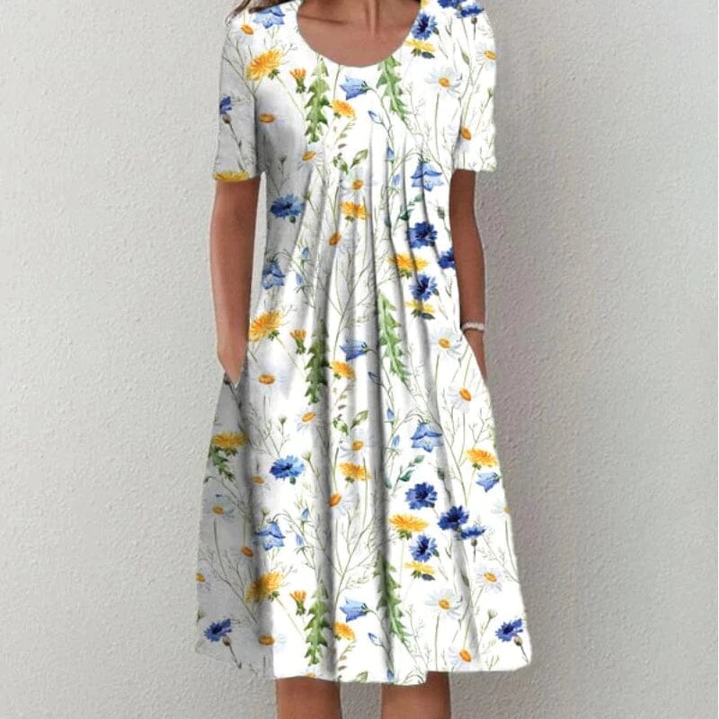 Charlotte-Elegant Dress Dress Belleza & Glamour White and yellow S 