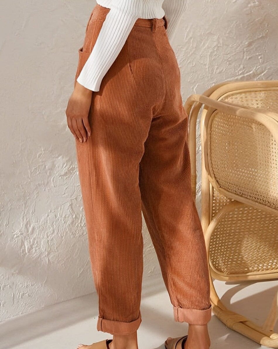 Clara™ | Retro Corduroy High-Waisted Pants Pants Belleza & Glamour 