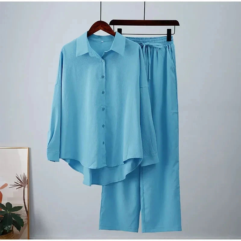George™ | Vintage Pants Set Dresses Belleza & Glamour Light Blue S 