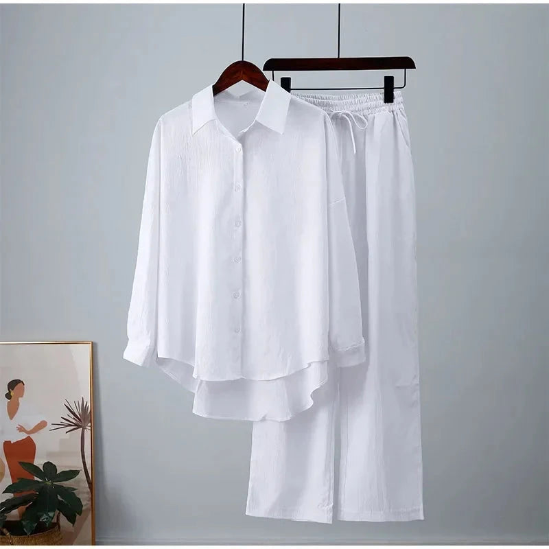 George™ | Vintage Pants Set Dresses Belleza & Glamour White S 