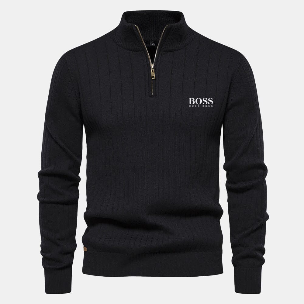HB Zip Classic Knit Sweater HB Zip Classic Knit Sweater Slate Crown Black S 