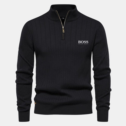HB Zip Classic Knit Sweater HB Zip Classic Knit Sweater Slate Crown Black S 