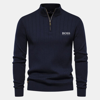 HB Zip Classic Knit Sweater HB Zip Classic Knit Sweater Slate Crown Blue S 