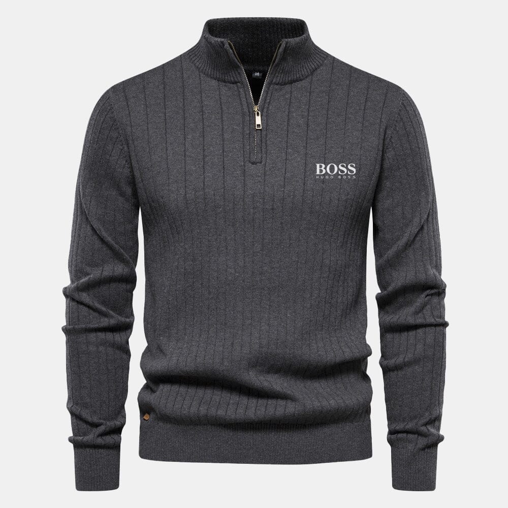 HB Zip Classic Knit Sweater HB Zip Classic Knit Sweater Slate Crown Grey S 