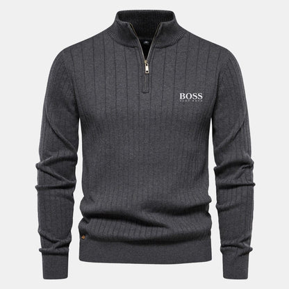 HB Zip Classic Knit Sweater HB Zip Classic Knit Sweater Slate Crown Grey S 