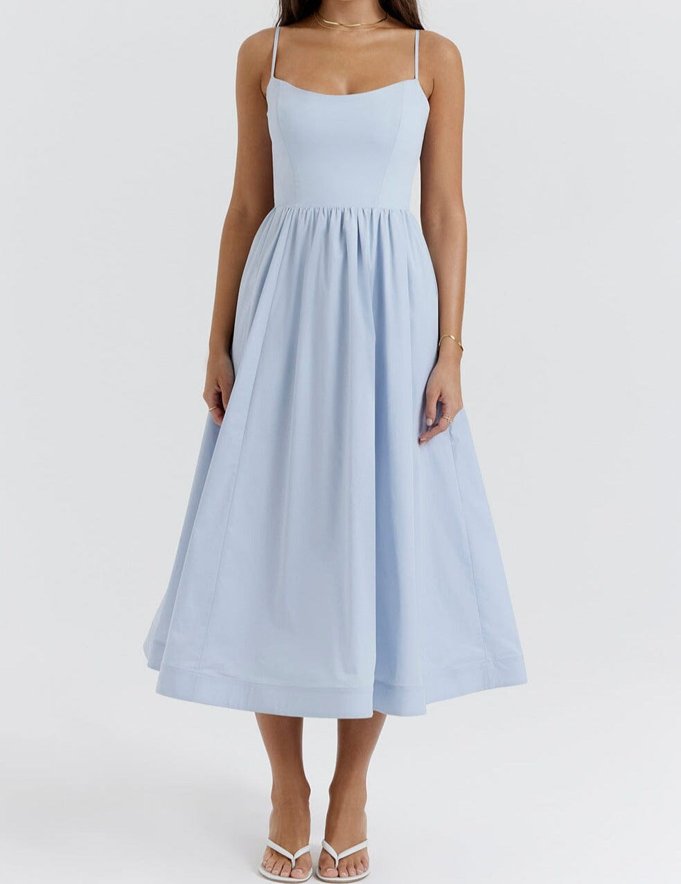 Isabella-Elegant Sleeveless Dress Women Dresses Belleza & Glamour Blue S 