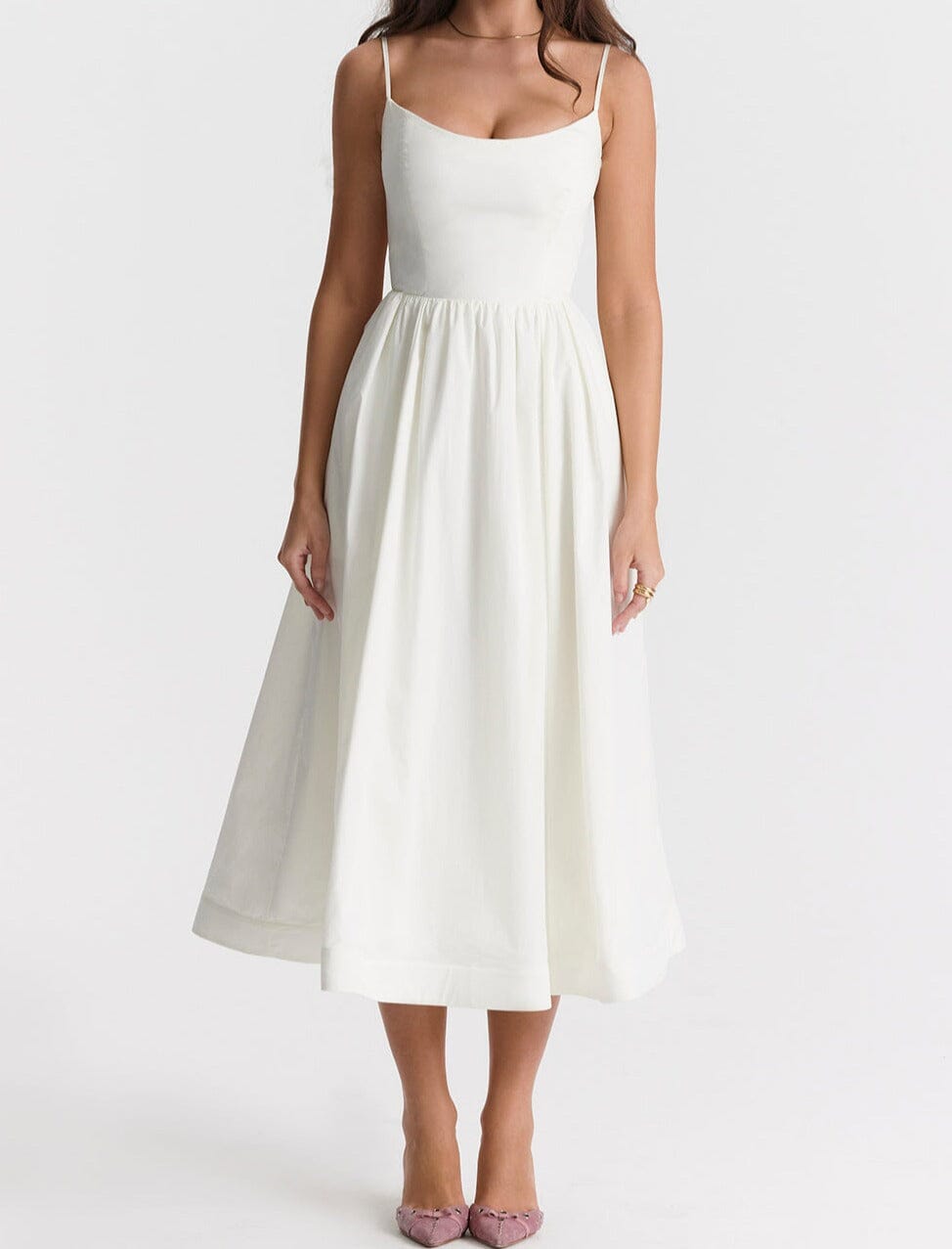 Isabella-Elegant Sleeveless Dress Women Dresses Belleza & Glamour White S 
