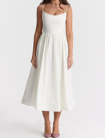 Isabella-Elegant Sleeveless Dress Women Dresses Belleza & Glamour White S 