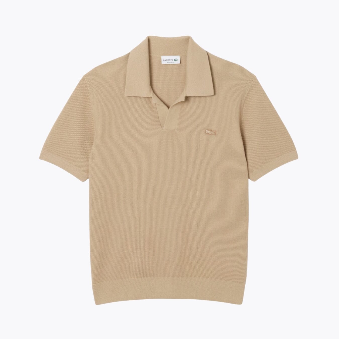 LC Cotton Blend Open Polo Collar Sweater LC Cotton Blend Open Polo Collar Sweater Slate Crown Beige S 