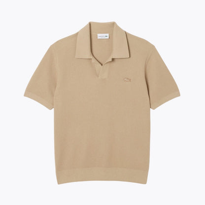 LC Cotton Blend Open Polo Collar Sweater LC Cotton Blend Open Polo Collar Sweater Slate Crown Beige S 