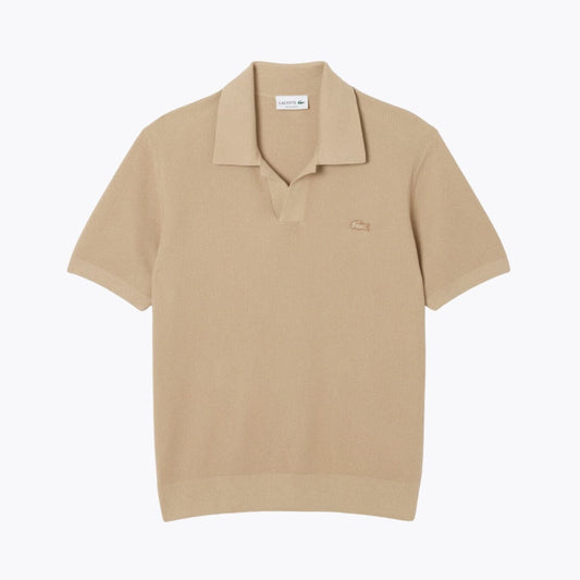 LC Cotton Blend Open Polo Collar Sweater LC Cotton Blend Open Polo Collar Sweater Slate Crown Beige S 