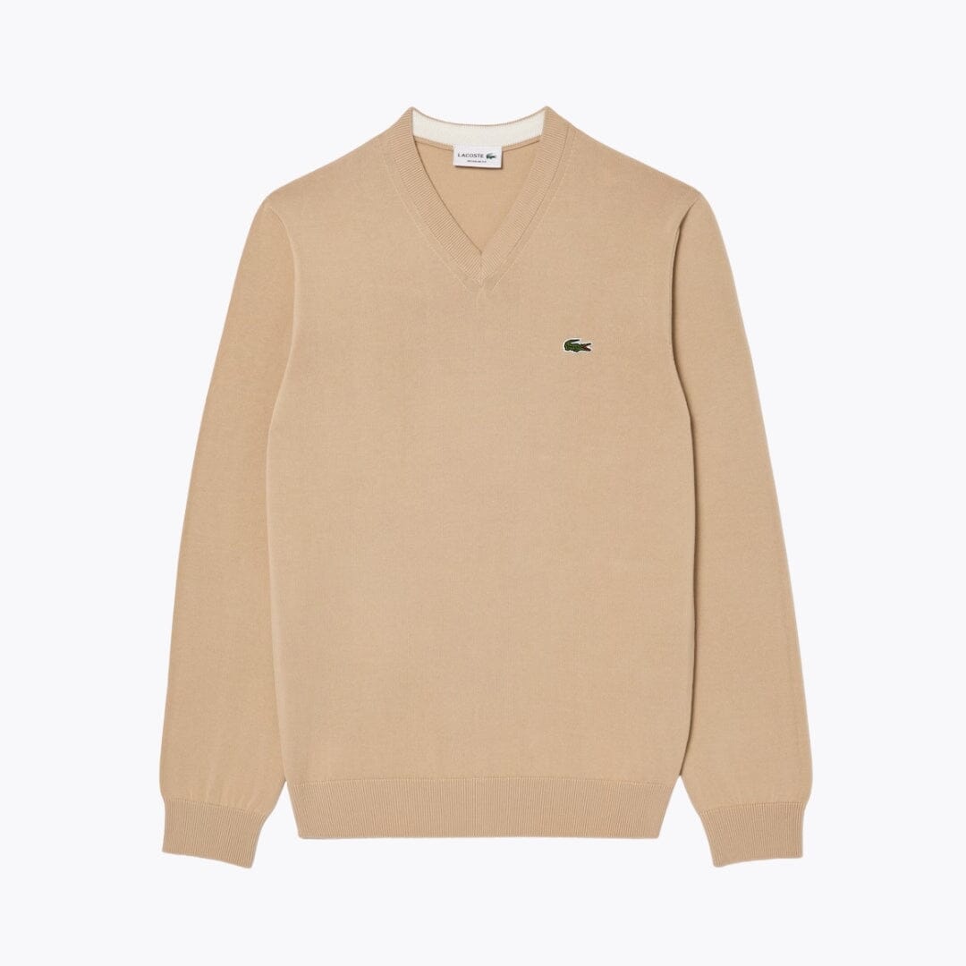 LC Monochrome Cotton V-neck Sweater LC Monochrome Cotton V-neck Sweater Slate Crown Beige S 