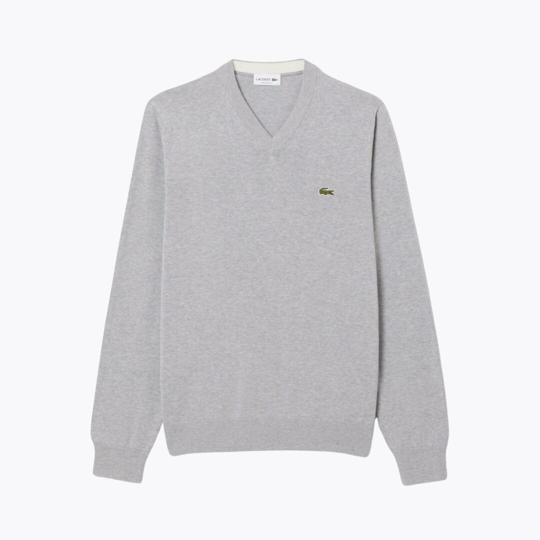 LC Monochrome Cotton V-neck Sweater LC Monochrome Cotton V-neck Sweater Slate Crown Grey S 
