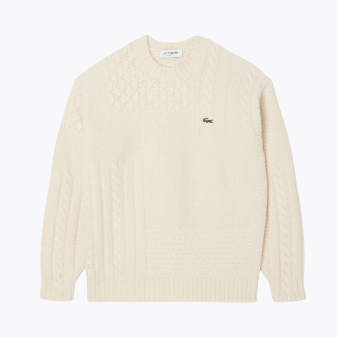LC Relaxed Fit Patchwork Effect Wool Sweater LC Relaxed Fit Patchwork Effect Wool Sweater Slate Crown White S 
