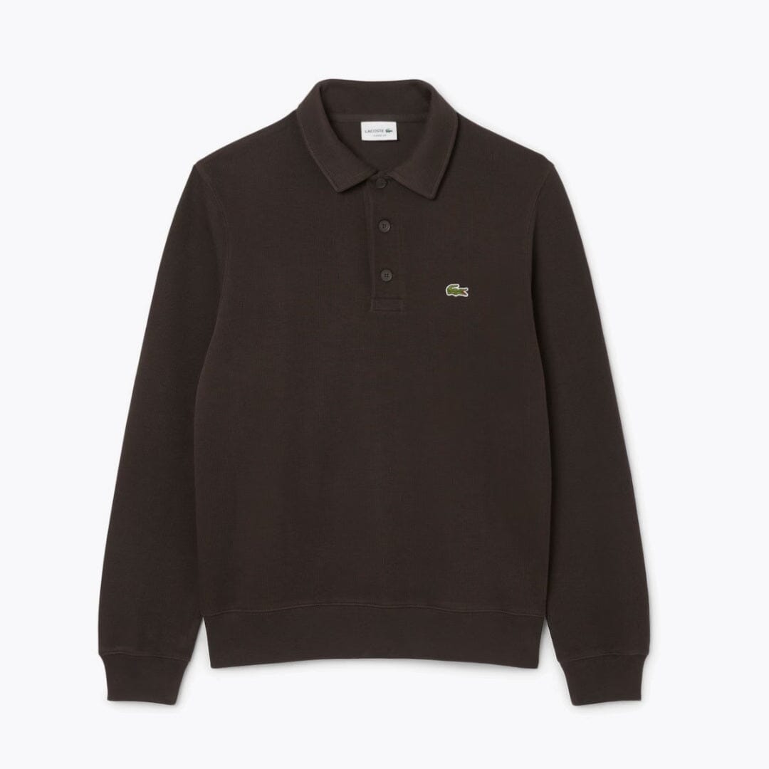 LC Ribbed Cotton Polo Collar Sweatshirt LC Ribbed Cotton Polo Collar Sweatshirt Slate Crown Brown S 