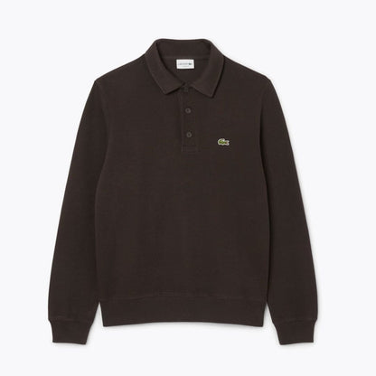 LC Ribbed Cotton Polo Collar Sweatshirt LC Ribbed Cotton Polo Collar Sweatshirt Slate Crown Brown S 