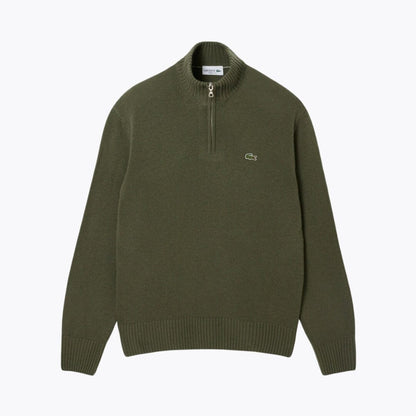 LC Zipped High Neck Carded Wool Sweater LC Zipped High Neck Carded Wool Sweater Slate Crown Khaki green S 