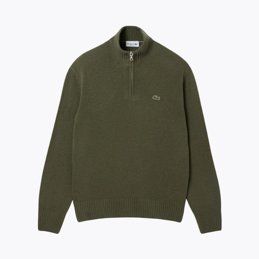 LC Zipped High Neck Carded Wool Sweater LC Zipped High Neck Carded Wool Sweater Slate Crown Khaki green S 