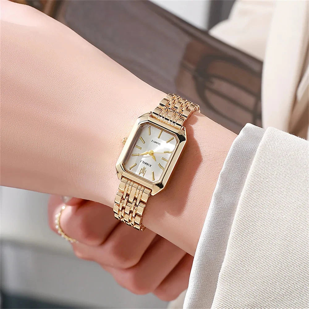 Lightweight Stainless Steel Watch for Women Belleza & Glamour Ouro 