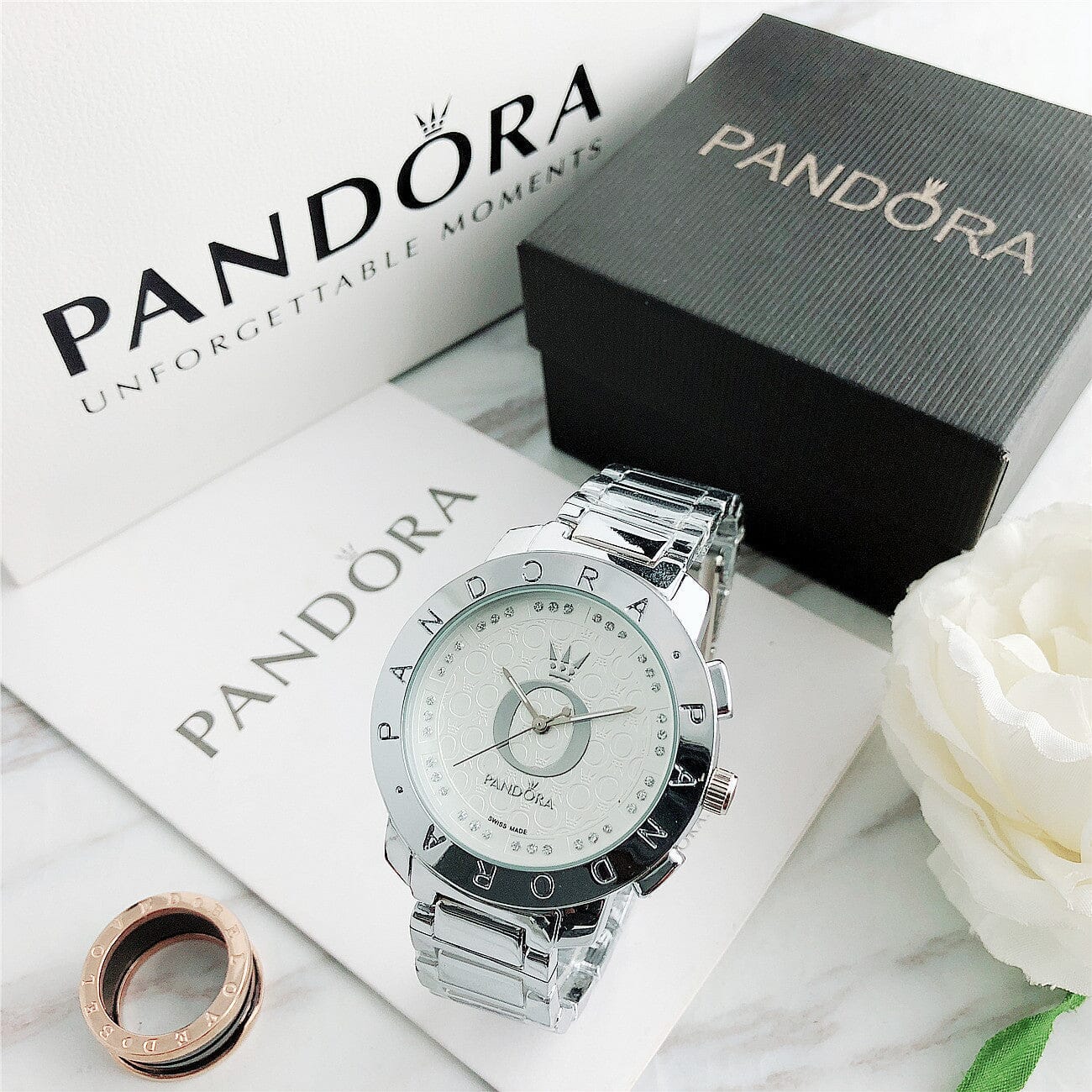 P A N D O R A Classic Glamour + Bracelet Charms Belleza & Glamour Silver 
