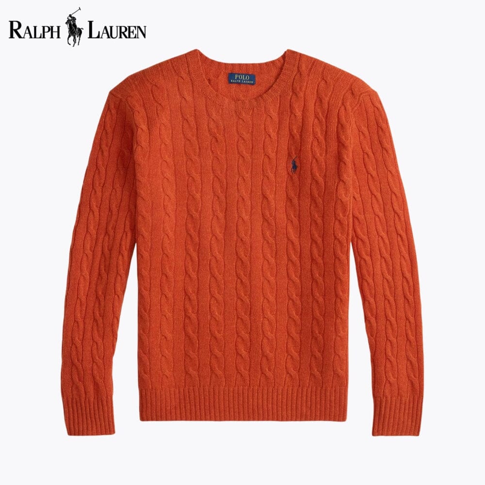 RL Cable-Knit Wool-Cashmere Jumper RL Cable-Knit Wool-Cashmere Jumper Slate Crown Orange S 