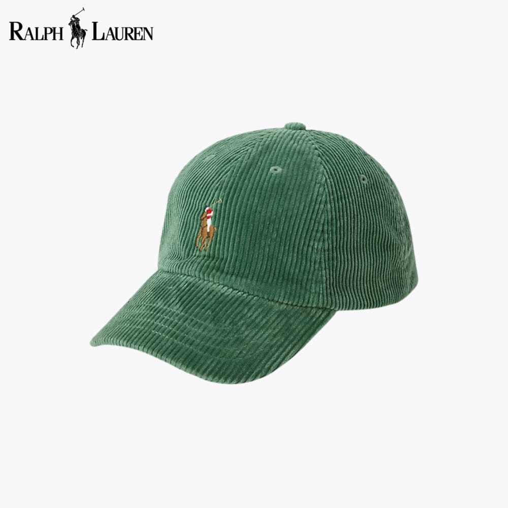 RL Corduroy Ball Cap RL Cotton Chino Ball Cap Slate Crown Meadow Green 