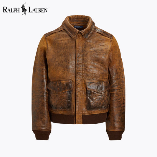 RL Leather Flight Jacket RL Leather Flight Jacket Slate Crown Hunter Brown S 