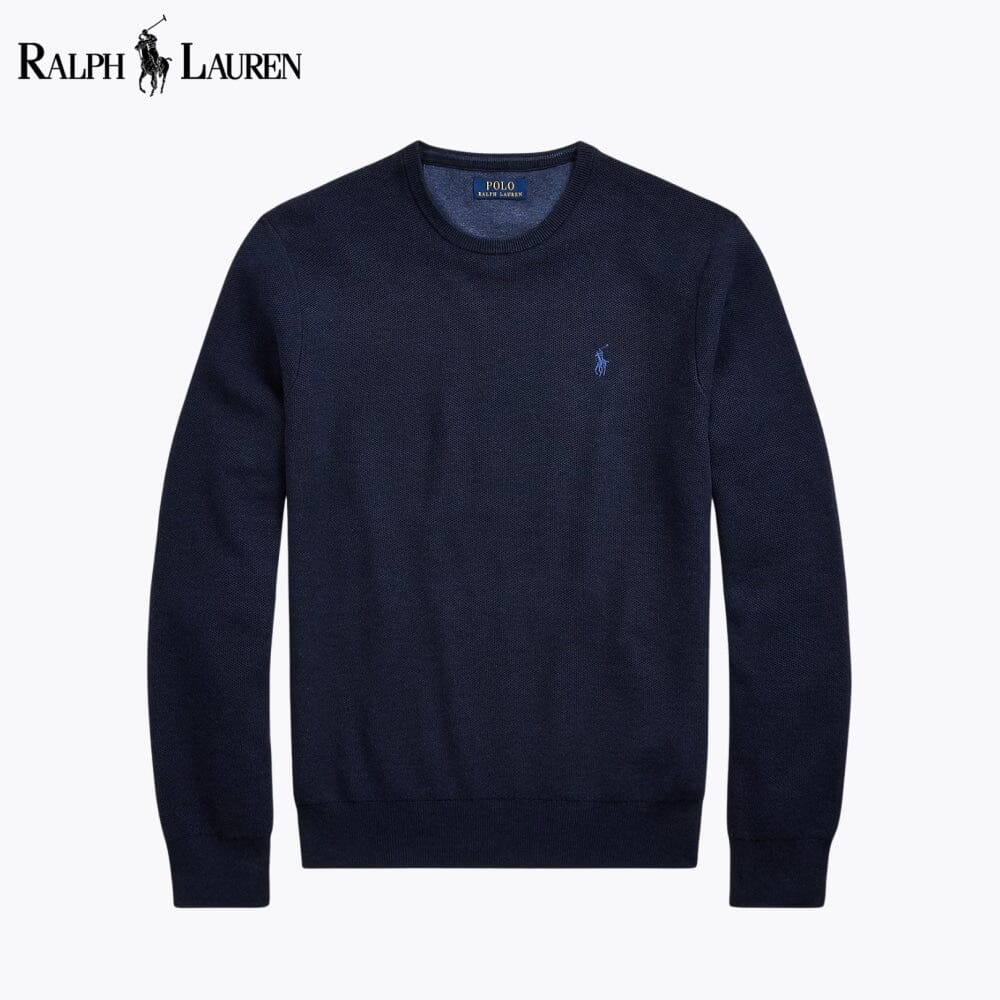 RL Mesh-Knit Cotton Crewneck Sweater RL Mesh-Knit Cotton Crewneck Sweater Slate Crown 