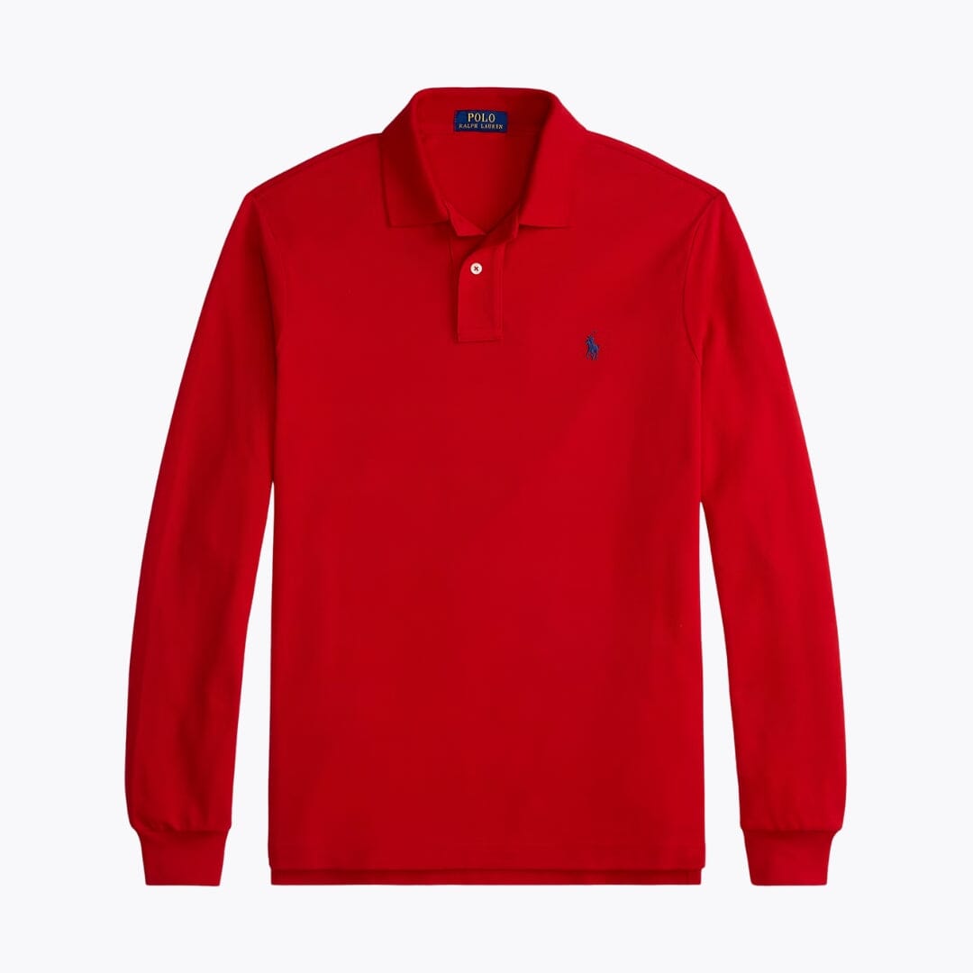 RL Mesh Long-Sleeve Polo Shirt RL Mesh Long-Sleeve Polo Shirt Slate Crown Red S 