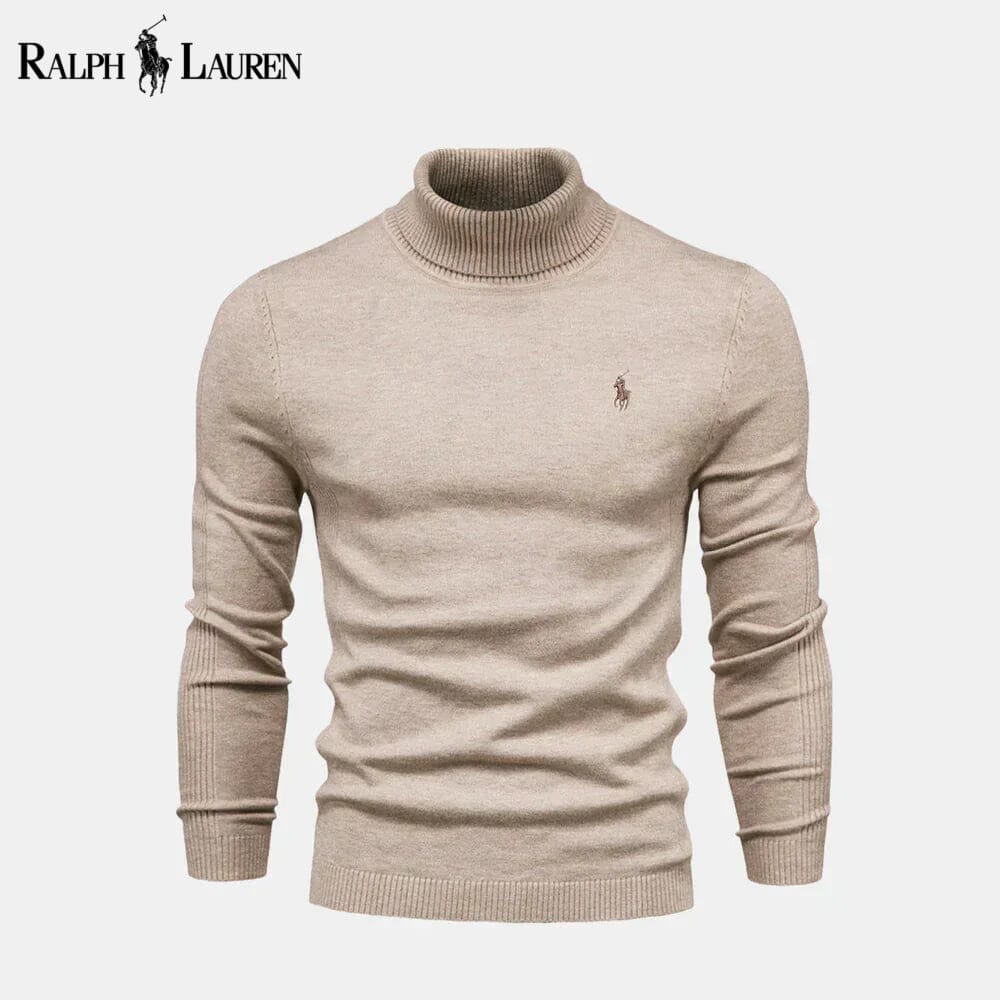 RL Turtleneck Cable-Knit Wool Knit Sweater RL Turtleneck Cable-Knit Wool Knit Sweater Slate Crown Beige S 