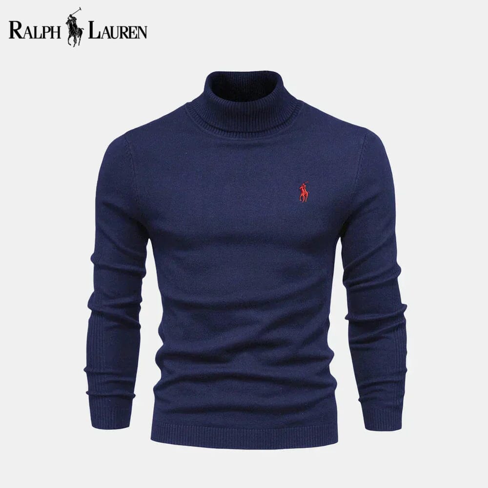 RL Turtleneck Cable-Knit Wool Knit Sweater RL Turtleneck Cable-Knit Wool Knit Sweater Slate Crown Blue S 