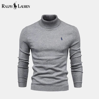RL Turtleneck Cable-Knit Wool Knit Sweater RL Turtleneck Cable-Knit Wool Knit Sweater Slate Crown Gray S 
