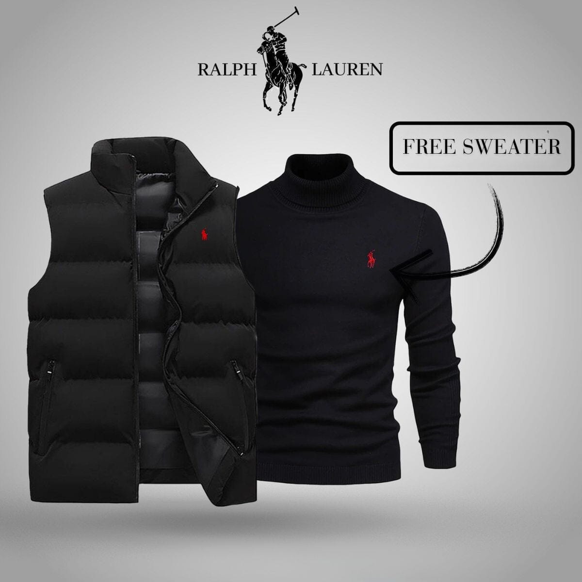 R&L Vest + Exclusive Free Sweater (CLEARANCE) Luxttier Black Black M