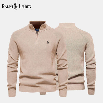 RL Zip Cable-Knit Wool Knit Sweater RL Zip Cable-Knit Wool Knit Sweater Slate Crown Beige S 