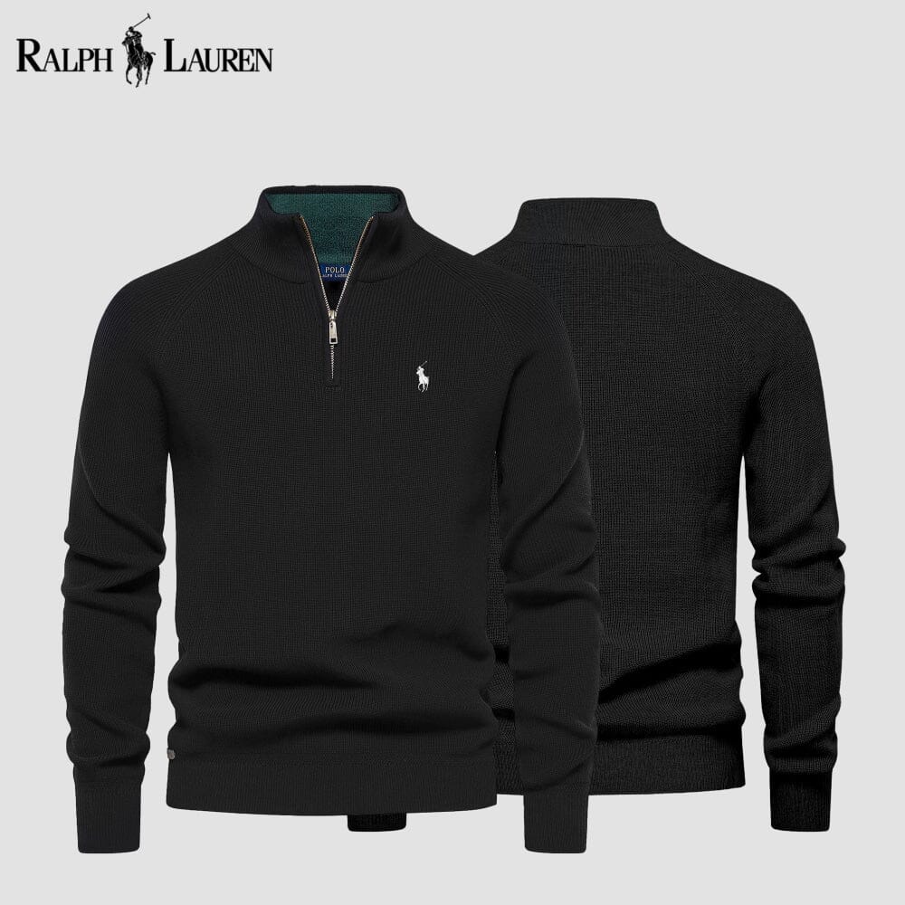 RL Zip Cable-Knit Wool Knit Sweater RL Zip Cable-Knit Wool Knit Sweater Slate Crown Black S 