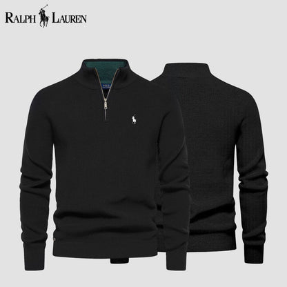 RL Zip Cable-Knit Wool Knit Sweater RL Zip Cable-Knit Wool Knit Sweater Slate Crown Black S 