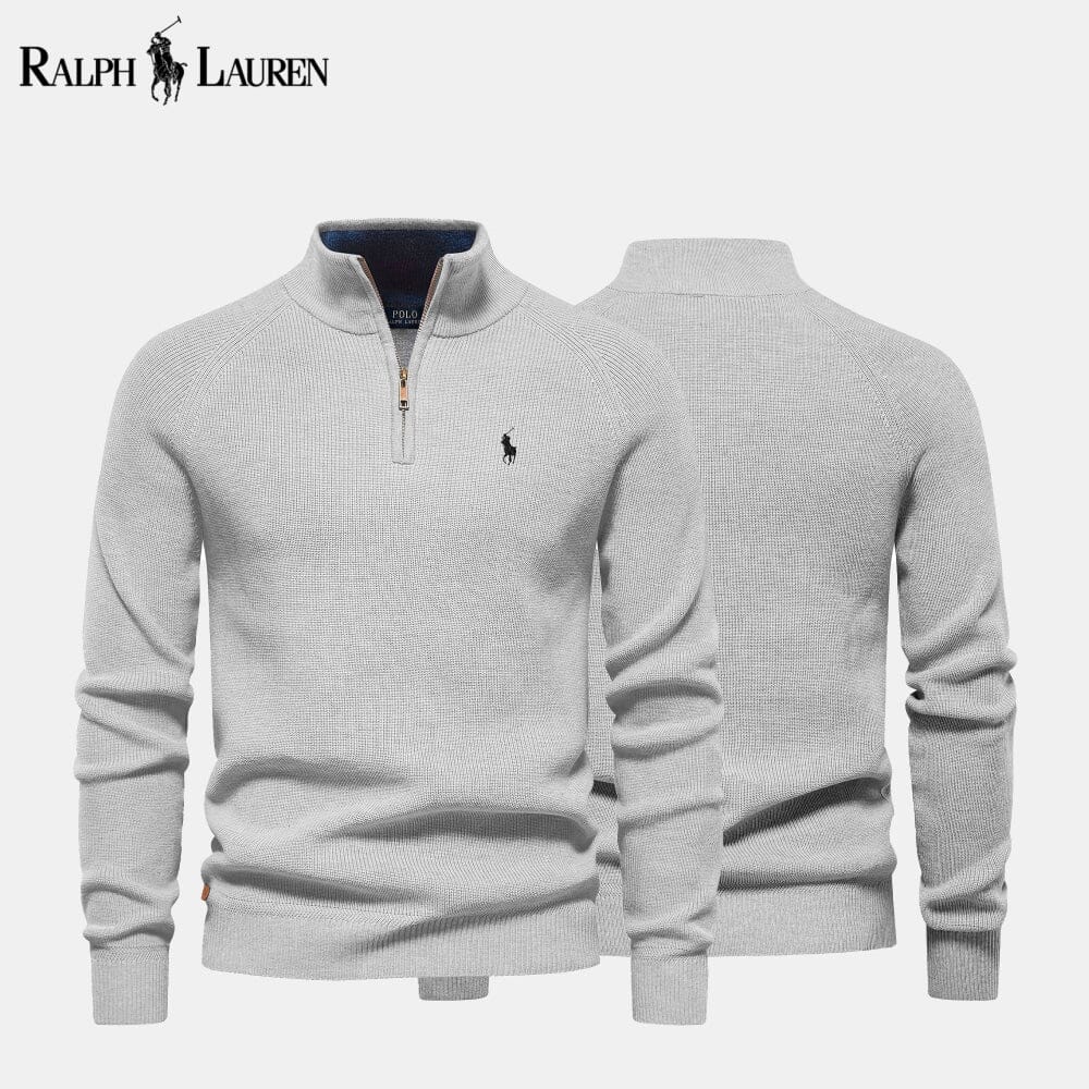RL Zip Cable-Knit Wool Knit Sweater RL Zip Cable-Knit Wool Knit Sweater Slate Crown Gray S 