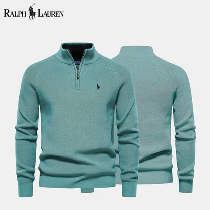 RL Zip Cable-Knit Wool Knit Sweater RL Zip Cable-Knit Wool Knit Sweater Slate Crown Green S 