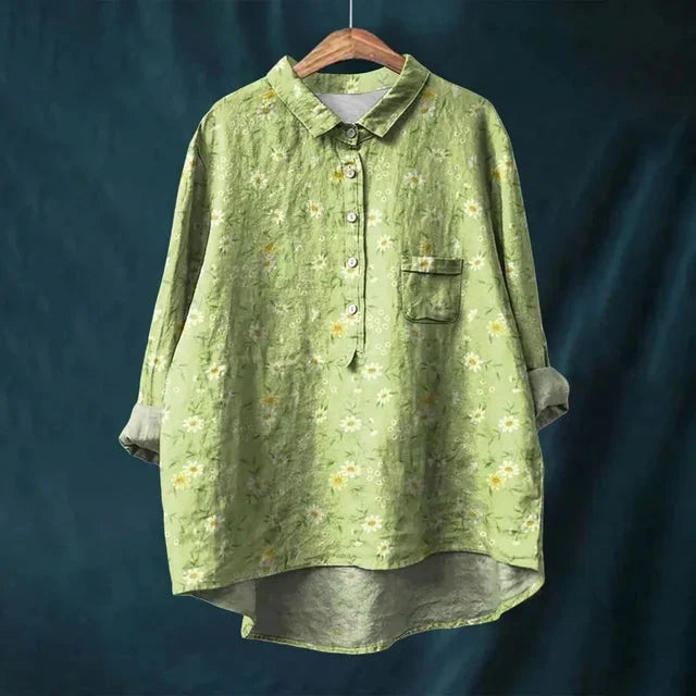 Rosie- VINTAGE FLORAL BLOUSE Shirt Belleza & Glamour Green S 