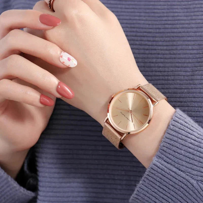 Round Women's Wrist Watch Relógio de Pulso Feminino Redondo Belleza & Glamour 