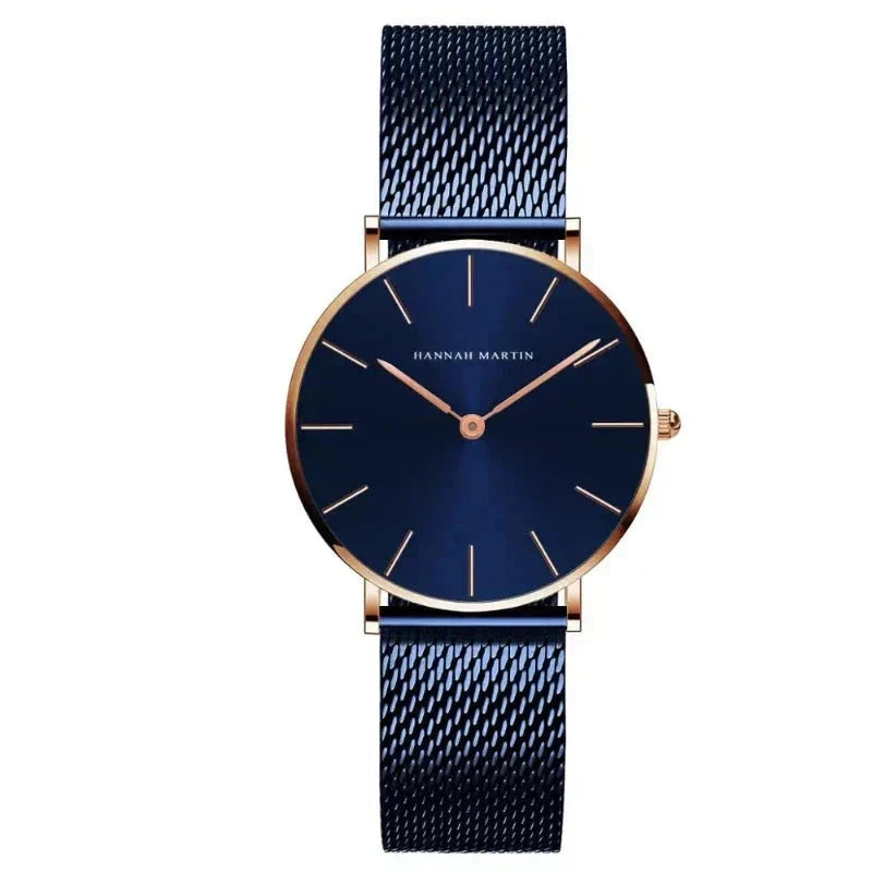 Round Women's Wrist Watch Relógio de Pulso Feminino Redondo Belleza & Glamour Blue 