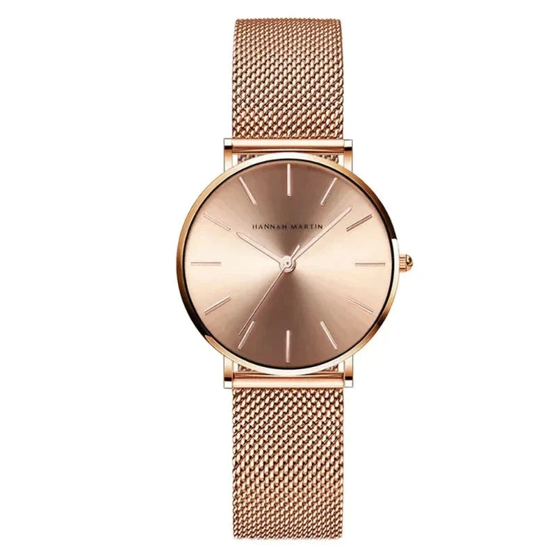 Round Women's Wrist Watch Relógio de Pulso Feminino Redondo Belleza & Glamour Rose Smooth 