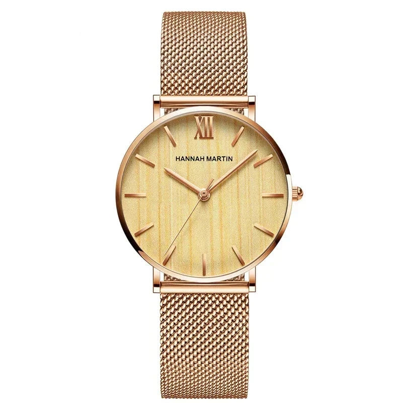 Round Women's Wrist Watch Relógio de Pulso Feminino Redondo Belleza & Glamour Yellow gold 