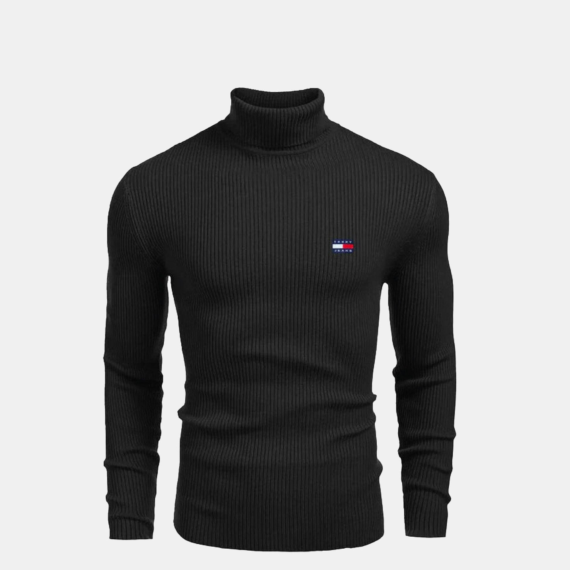 TH Turtleneck Cable-Knit Wool Sweater TH Turtleneck Cable-Knit Wool Sweater Slate Crown Black S 