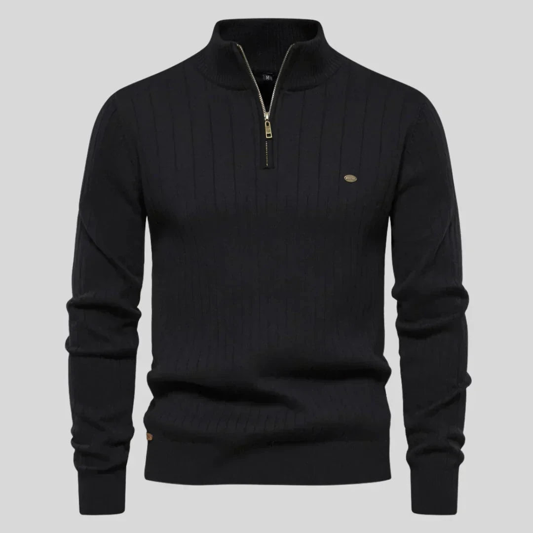 Thomas™ | Zip Neck Knit Sweaters Belleza & Glamour Black S 