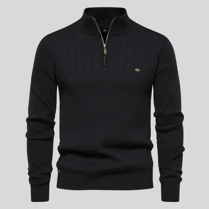 Thomas™ | Zip Neck Knit Sweaters Belleza & Glamour Black S 