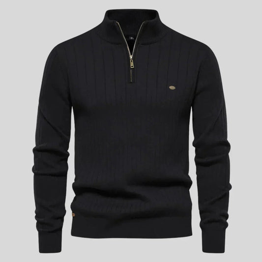 Thomas™ | Zip Neck Knit Sweaters Belleza & Glamour Black S 